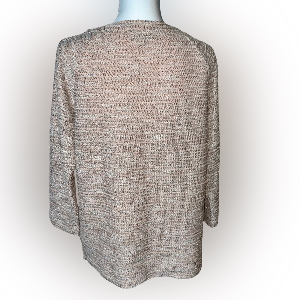 LOFT Women's Beige and Peach Crew Neck Sweater, Lightweight, Sz L - Picture 12 of 12